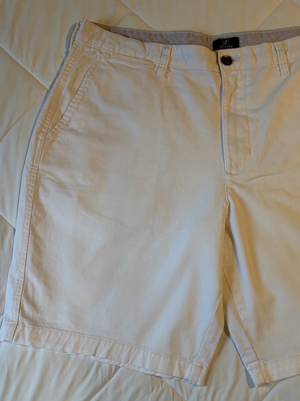 George Shorts Mens 38 Cream Chino Slash Pockets